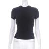 imageOYOANGLE Womens Crew Neck Short Sleeve T Shirt Solid Slim Fit Casual Basic Tee TopsBlack