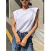 imageOYOANGLE Womens Crew Neck Tank Tops Sleeveless Shoulder Padded Loose Casual Summer Tee ShirtsWhite