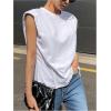 imageOYOANGLE Womens Crew Neck Tank Tops Sleeveless Shoulder Padded Loose Casual Summer Tee ShirtsWhite