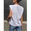 imageOYOANGLE Womens Crew Neck Tank Tops Sleeveless Shoulder Padded Loose Casual Summer Tee ShirtsWhite