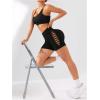 imageOYOANGLE Womens Criss Cross Cut Out High Waisted Short Leggings Seamless Booty Biker Shorts ActivewearBlack