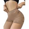 imageOYOANGLE Womens Cut Out Mid Rise Boyshort Panties Solid Plain Criss Cross Seamless UnderwearApricot