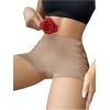 imageOYOANGLE Womens Cut Out Mid Rise Boyshort Panties Solid Plain Criss Cross Seamless UnderwearApricot