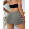 imageOYOANGLE Womens Cut Out Mid Rise Boyshort Panties Solid Plain Criss Cross Seamless UnderwearGrey