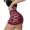 imageOYOANGLE Womens Cut Out Mid Rise Boyshort Panties Solid Plain Criss Cross Seamless UnderwearRed Violet