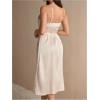 imageOYOANGLE Womens Elegant Lace Trim Satin Nightgowns Knot Side V Neck Midi Slip Dress SleepwearChampagne