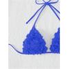 imageOYOANGLE Womens Floral Appliques Bikini Top Triangle Halter Bathing Suit Tops SwimsuitsBlue