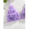 imageOYOANGLE Womens Floral Appliques Bikini Top Triangle Halter Bathing Suit Tops SwimsuitsPurple