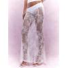 imageOYOANGLE Womens Floral Lace Sheer Maxi Skirt High Waisted See Through Fishtail SkirtsWhite