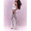 imageOYOANGLE Womens Floral Lace Sheer Maxi Skirt High Waisted See Through Fishtail SkirtsWhite