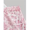 imageOYOANGLE Womens Floral Lace Up Bow Tie Shoulder Short Dress Ruffle A Line Short Tank DressesPink