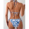 imageOYOANGLE Womens Floral Print Halter Neck One Piece Swimsuits Cut Out tie Backless Bathing Suit Beach MonokiniBlue