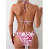 imageOYOANGLE Womens Floral Print Halter Neck One Piece Swimsuits Cut Out tie Backless Bathing Suit Beach MonokiniPink