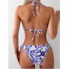 imageOYOANGLE Womens Floral Print Halter Neck One Piece Swimsuits Cut Out tie Backless Bathing Suit Beach MonokiniPurple