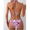imageOYOANGLE Womens Floral Print Halter Neck One Piece Swimsuits Cut Out tie Backless Bathing Suit Beach MonokiniPurple and White