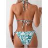 imageOYOANGLE Womens Floral Print Halter Neck One Piece Swimsuits Cut Out tie Backless Bathing Suit Beach MonokiniTeal Blue