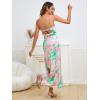 imageOYOANGLE Womens Floral Print Sleeveless Strapless Draped Backless Bodycon Summer Maxi Tube DressGreen and Pink