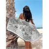 imageOYOANGLE Womens Graphic Print Bikini Cover Up Skirts Tie Side Bathing Suit CoverupsBlack and White