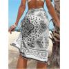 imageOYOANGLE Womens Graphic Print Bikini Cover Up Skirts Tie Side Bathing Suit CoverupsBlack and White