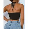 imageOYOANGLE Womens Halter Neck Crop Tops Cut Out Sleeveless Open Back Fitted Party TopsBlack