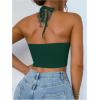 imageOYOANGLE Womens Halter Neck Crop Tops Cut Out Sleeveless Open Back Fitted Party TopsDark Green