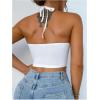 imageOYOANGLE Womens Halter Neck Crop Tops Cut Out Sleeveless Open Back Fitted Party TopsWhite