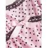 imageOYOANGLE Womens Heart Print Lace Tie Shoulder Babydoll Tank Top Bow Scoop Neck Sleeveless Peplum TopsPink