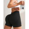 imageOYOANGLE Womens High Waisted Scrunch Booty Shorts Seamless Yoga Workout ShortsBlack