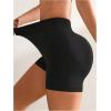 imageOYOANGLE Womens High Waisted Scrunch Booty Shorts Seamless Yoga Workout ShortsBlack