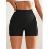 imageOYOANGLE Womens High Waisted Scrunch Booty Shorts Seamless Yoga Workout ShortsBlack
