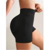 imageOYOANGLE Womens High Waisted Scrunch Booty Shorts Seamless Yoga Workout ShortsBlack