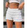 imageOYOANGLE Womens Lace Trim Y2K Mini Shorts Drop Waist Skinny Shorts Cute Pumpkin PantsWhite