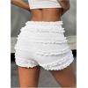 imageOYOANGLE Womens Lace Trim Y2K Mini Shorts Drop Waist Skinny Shorts Cute Pumpkin PantsWhite