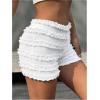 imageOYOANGLE Womens Lace Trim Y2K Mini Shorts Drop Waist Skinny Shorts Cute Pumpkin PantsWhite
