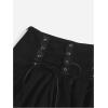 imageOYOANGLE Womens Lace Up Goth Punk Tiered Skirt High Waist Asymmetrical Flowy Y2K Mini SkirtsBlack