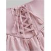 imageOYOANGLE Womens Lace Up High Waist Ruffle Skirt Cute Tiered Layered Mini Flared SkirtsPink