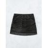 imageOYOANGLE Womens Mesh Sheer High Waisted Ruched Short Swim Skirt Swimsuit Bikini BottomsBlack