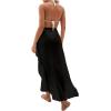 imageOYOANGLE Womens Mesh Sheer Swimsuit Cover Up Ruffle Tie Side Beach Sarong Wrap Long SkirtBlack