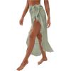 imageOYOANGLE Womens Mesh Sheer Swimsuit Cover Up Ruffle Tie Side Beach Sarong Wrap Long SkirtLight Green