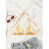 imageOYOANGLE Womens Metallic Halter Bikini Tops Self Tie Backless Swimsuit Triangle TopGold