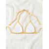 imageOYOANGLE Womens Metallic Halter Bikini Tops Self Tie Backless Swimsuit Triangle TopGold