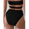 imageOYOANGLE Womens One Piece Swimsuits Ring Linked Cut Out Halter Bathing Suits Summer MonokinisBlack