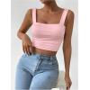 imageOYOANGLE Womens Ruched Sleeveless Crop Tank Top Square Neck Backless Fitted Summer Cami TopsPink