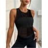 imageOYOANGLE Womens Sheer Open Back Sports Tank Top Sleeveless Twist Ruched Workout Tops Sleeveless Yoga ShirtsBlack