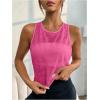 imageOYOANGLE Womens Sheer Open Back Sports Tank Top Sleeveless Twist Ruched Workout Tops Sleeveless Yoga ShirtsHot Pink