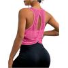 imageOYOANGLE Womens Sheer Open Back Sports Tank Top Sleeveless Twist Ruched Workout Tops Sleeveless Yoga ShirtsHot Pink