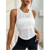 imageOYOANGLE Womens Sheer Open Back Sports Tank Top Sleeveless Twist Ruched Workout Tops Sleeveless Yoga ShirtsWhite