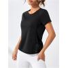 imageOYOANGLE Womens Short Sleeve Workout Tops Mesh Raglan Sleeve Athletic Gym Shirts Yoga TopBlack