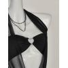 imageOYOANGLE Womens Summer Sheer Halter Crop Top Y2K Sleeveless Mesh Top Going Out ClubwearBlack