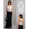 imageOYOANGLE Womens Summer Sheer Halter Crop Top Y2K Sleeveless Mesh Top Going Out ClubwearWhite